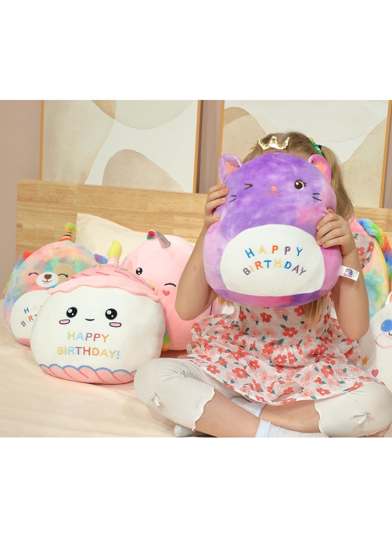 Easfan Easfan 12'' Birthday Cake Plush Pillow Soft Cake Plush Toy Cute Stuffed Animal Home Room Decoration Birthday Gifts for Kids Toddlers  Pink  - Image 2
