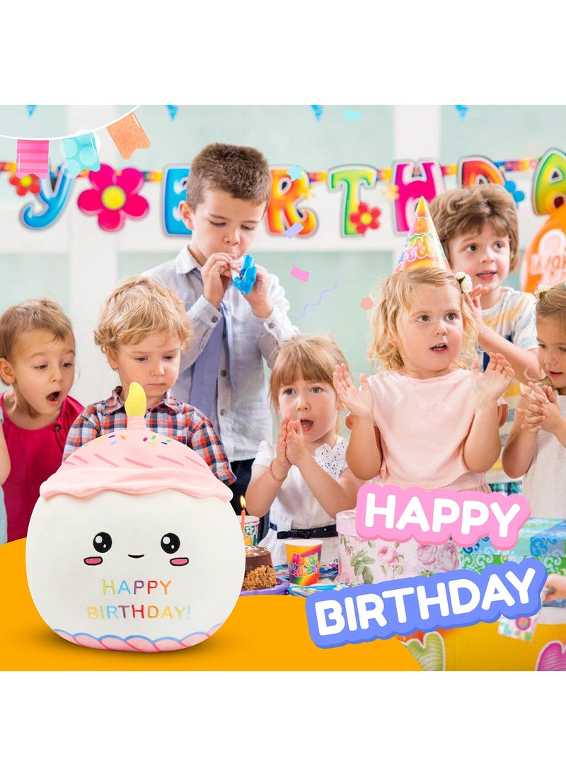 Easfan Easfan 12'' Birthday Cake Plush Pillow Soft Cake Plush Toy Cute Stuffed Animal Home Room Decoration Birthday Gifts for Kids Toddlers  Pink  - Image 3