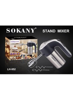 سوكاني مضرب بيض سوكانى 800وات LH-952  مضرب كهربائي مزدوج البالون واداة عجن، 5 سرعات للمنزل والمطبخ والخبز والكيك والشوكولاتة والشاي والحليب، ستانلس ستيل _ فضي  - Image 1