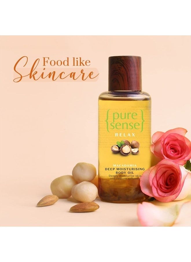 PureSense Deep Moisturising Body Oil, 100ml- Infused with Macadamia Oil and Rose Petals  - Image 2
