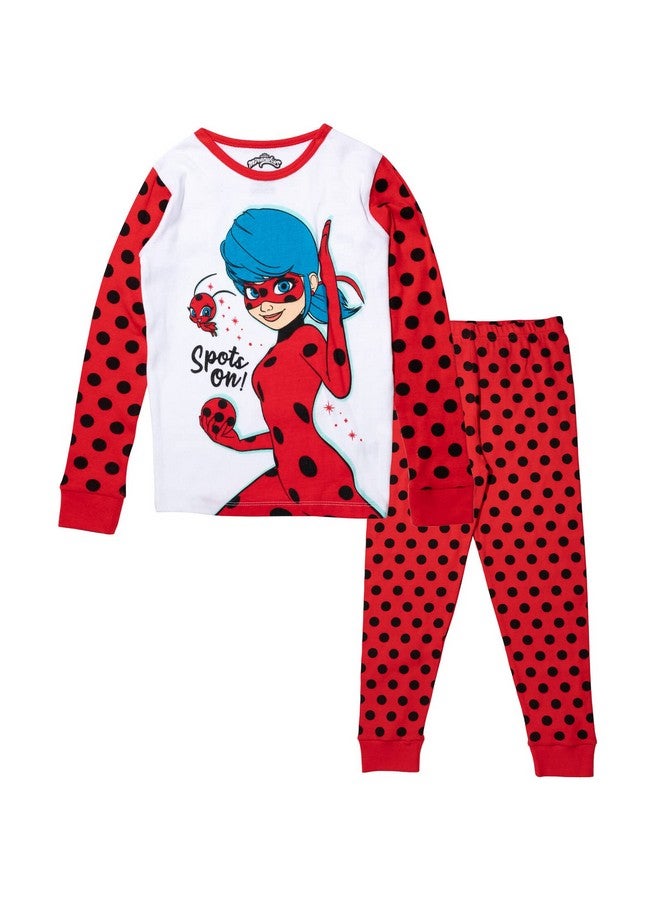 Miraculous Miraculous Ladybug Little Girls Pajama Shirt and Pants Sleep Set Red/White 7-8 - Image 1
