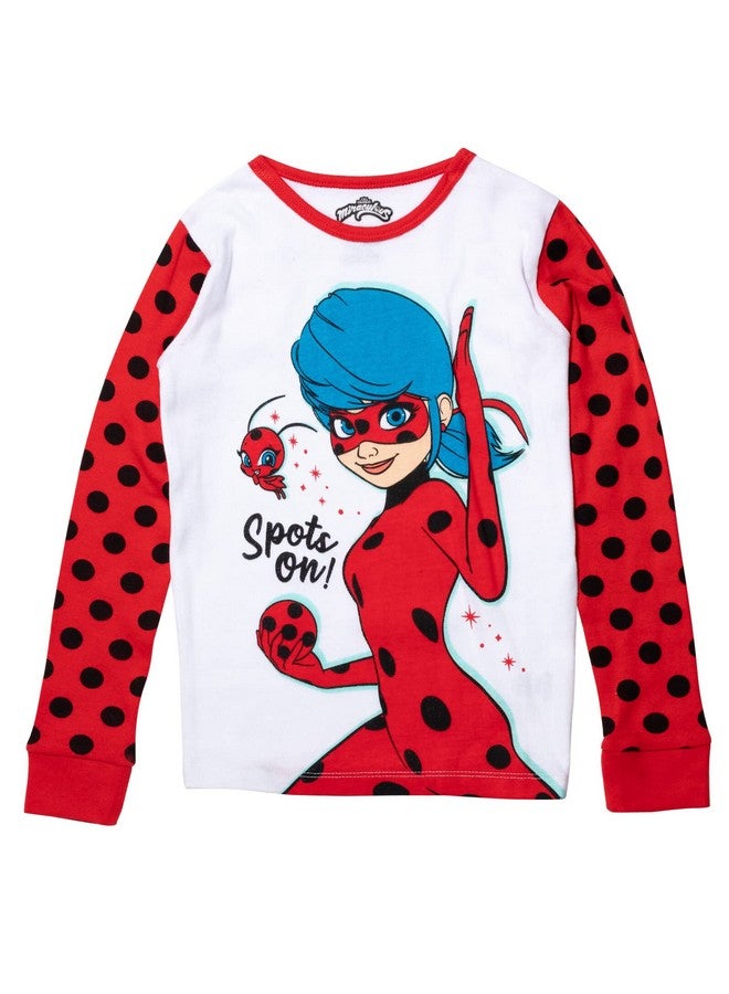 Miraculous Miraculous Ladybug Little Girls Pajama Shirt and Pants Sleep Set Red/White 7-8 - Image 2