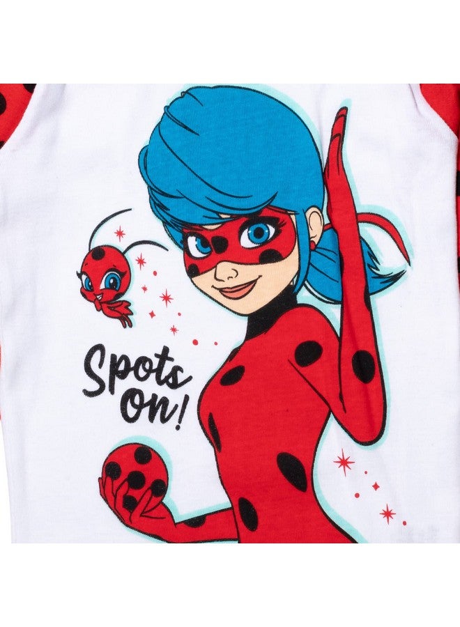 Miraculous Miraculous Ladybug Little Girls Pajama Shirt and Pants Sleep Set Red/White 7-8 - Image 5
