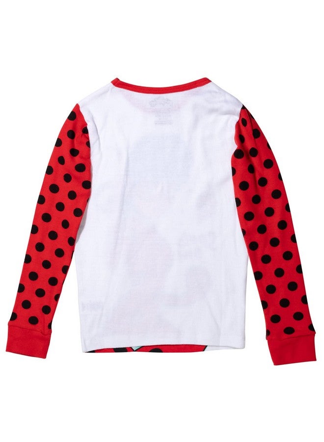 Miraculous Miraculous Ladybug Little Girls Pajama Shirt and Pants Sleep Set Red/White 7-8 - Image 3