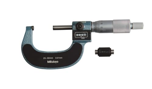 Mitutoyo 193-112 Digit Outside Micrometer, Ratchet Stop, 25-50mm Range, 0.001mm Graduation, +/-0.002mm Accuracy - Image 2