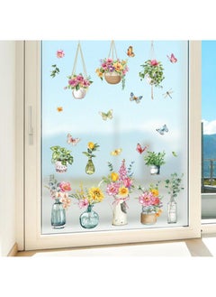 decalmile decalmile Potted Plants Window Clings Flowers Plants Easter Window Decals Anti-Collision Glass Window Doors Window Stickers  - Image 3
