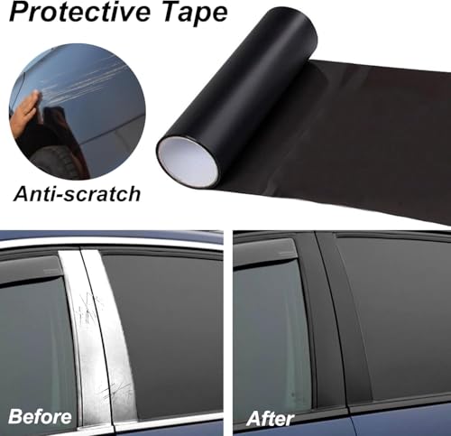 Lypumso Matte Black Vinyl Wrap Tape Roll 6 Inch x 30ft SelfAdhesive Black Out Chrome Delete Tape with Tool Kit Air Release Adhesive Detailing Wrap DIY Car Door Sill Window Trim Edge Guard Protective - Image 3