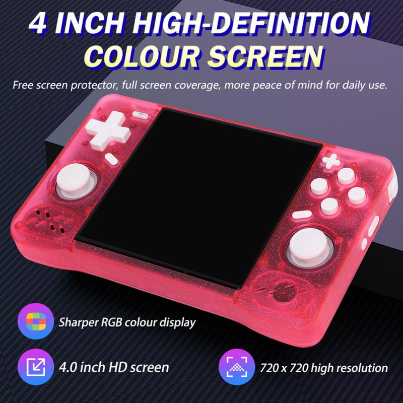 Retro Handheld Game Console 128GB 4 Inch HD Screen Portable Gaming Device Sparkling Silver Pink - Image 4