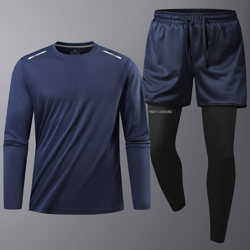 Men's Quick Dry Running Sports Set T-Shirt and Pants Two-Layer Casual Jogging Suit - Image 3