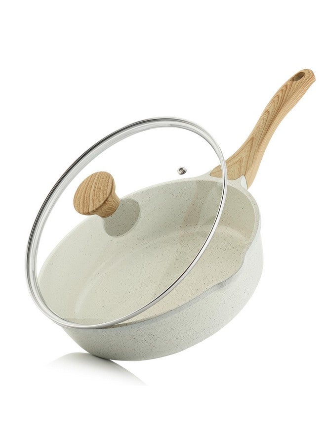 سنسارتي مقلاة سينسارتي سيراميك غير لاصقة، مقاس 10 بوصات، مقلاة عميقة غير سامة مع غطاء، طباخ جامبو صحي، مقبض بارد، متوافق مع الحث، خالي من حمض بيرفلورو الأوكتانويك وحمض بيرفلورو الأوكتانويك - Image 1