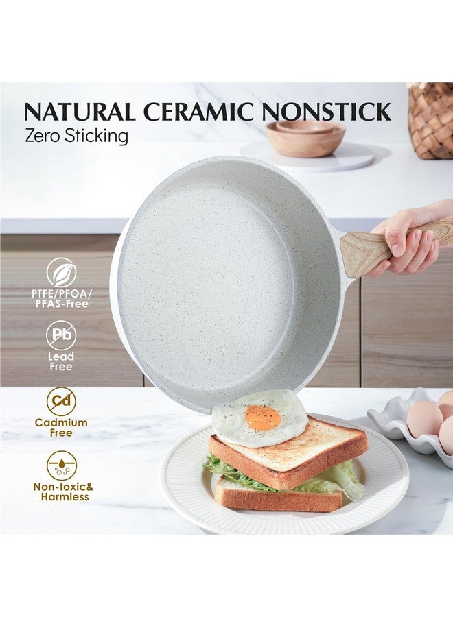 سنسارتي مقلاة سينسارتي سيراميك غير لاصقة، مقاس 10 بوصات، مقلاة عميقة غير سامة مع غطاء، طباخ جامبو صحي، مقبض بارد، متوافق مع الحث، خالي من حمض بيرفلورو الأوكتانويك وحمض بيرفلورو الأوكتانويك - Image 2