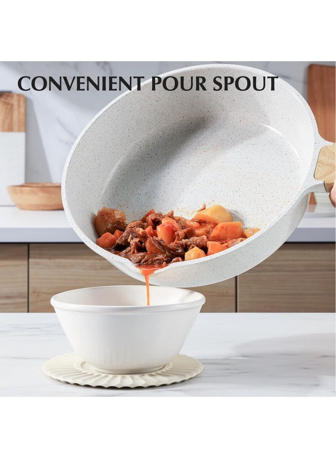 سنسارتي مقلاة سينسارتي سيراميك غير لاصقة، مقاس 10 بوصات، مقلاة عميقة غير سامة مع غطاء، طباخ جامبو صحي، مقبض بارد، متوافق مع الحث، خالي من حمض بيرفلورو الأوكتانويك وحمض بيرفلورو الأوكتانويك - Image 4