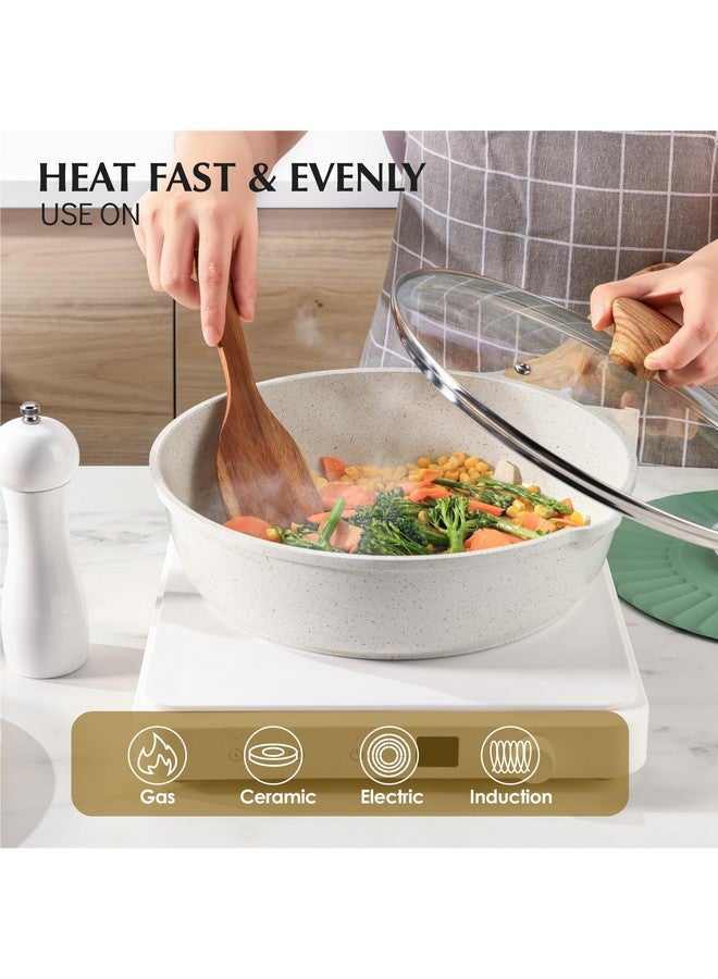 سنسارتي مقلاة سينسارتي سيراميك غير لاصقة، مقاس 10 بوصات، مقلاة عميقة غير سامة مع غطاء، طباخ جامبو صحي، مقبض بارد، متوافق مع الحث، خالي من حمض بيرفلورو الأوكتانويك وحمض بيرفلورو الأوكتانويك - Image 3