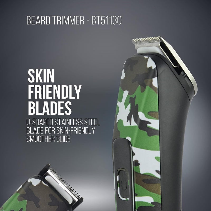 Havells مقلمة لحية قابلة لإعادة الشحن Bt5113، شحن فائق السرعة، أطوال قص تصل إلى 13 مم لأساليب متعددة (عسكري) (أسود وأخضر)، للرجال - Image 5