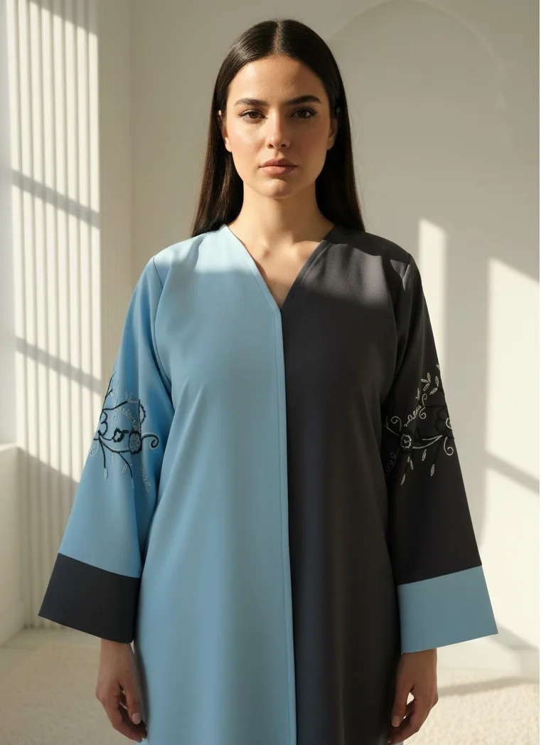 Moistreet  The Dual-Tone Contrast Abaya for Women | Best Price UAE