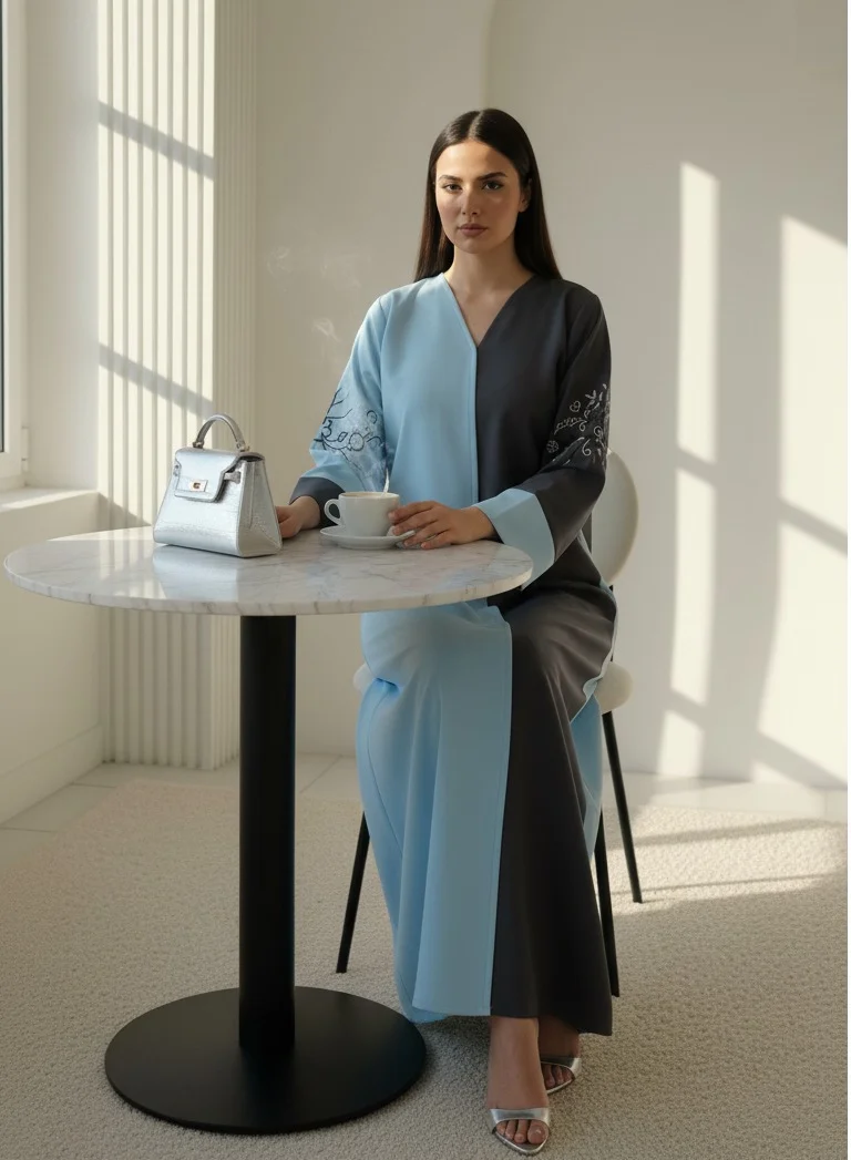 Moistreet  The Dual-Tone Contrast Abaya for Women | Best Price UAE