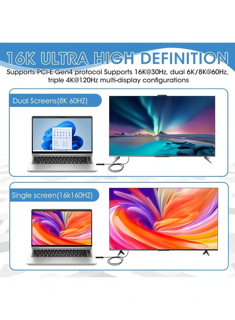 Flyview Thunderbolt 5 Cable (1.5m) USB-C to USB-C - PD 3.1 240W Fast Charging, Supports 16K/8K/4K Display, 120Gbps/80Gbps Bandwidth | Compatible with Thunderbolt 4/3, USB 4.0/3.2/3.1/2.0 | Suitable for iPhone 17/16 series, MacBook Air, laptops, monitors, external graphics cards - Image 4