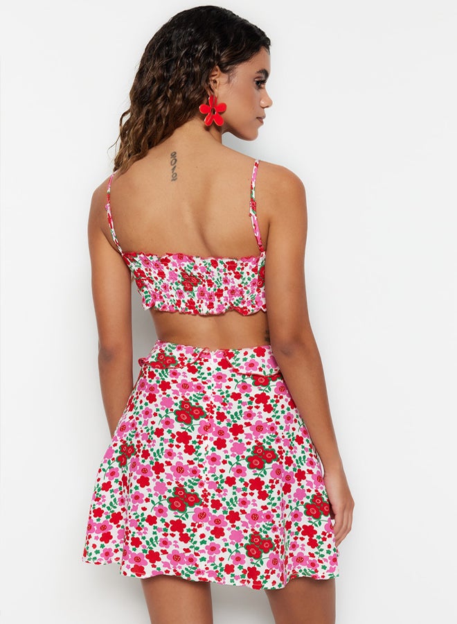trendyol Floral Print Mini Woven Cut Out/Window Beach Dress - Image 5