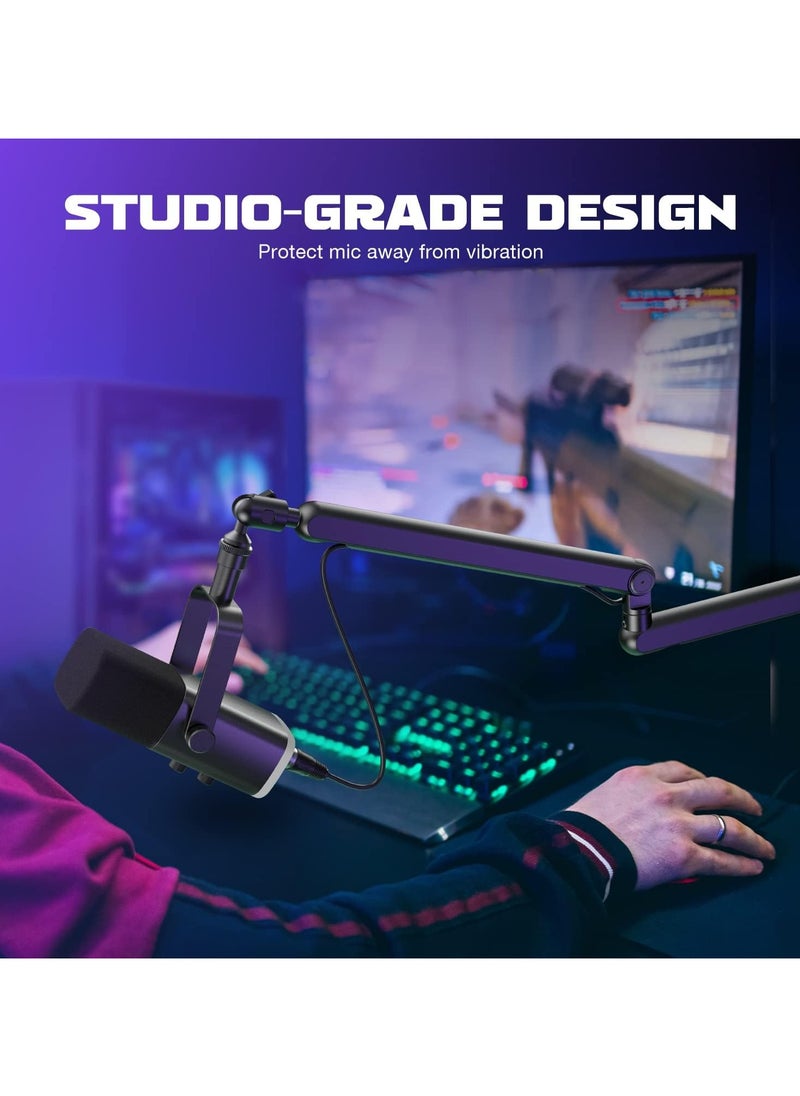 FIFINE FIFINE Microphone Boom Arm, Low Profile Adjustable Stick Microphone Arm Stand with Desk Mount Clamp, Screw Adapter, Cable Management, for Podcast Streaming Gaming Studio-BM88  - Image 3