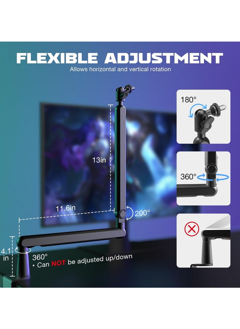 FIFINE FIFINE Microphone Boom Arm, Low Profile Adjustable Stick Microphone Arm Stand with Desk Mount Clamp, Screw Adapter, Cable Management, for Podcast Streaming Gaming Studio-BM88  - Image 5