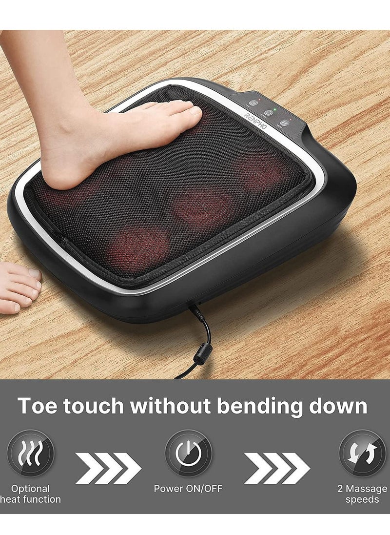 RENPHO - RENPHO Foot Massager with Heat, Shiatsu Heated Electric Foot Massager, Deep Kneading Feet & Back Massager for Muscle Pain Relief, Plantar Fasciitis, Home and Office Use Fit Size Feet up to 14 - Image 1