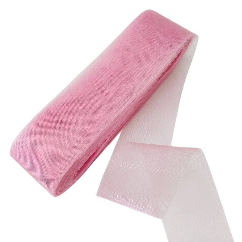 Abbaoww 50 Yards Soft Horsehair Braid 3 Inch for Polyester Boning Sewing Wedding Dress Dance Gowns Dress Accessories Light Pink