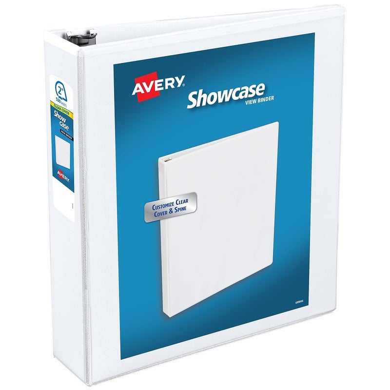 Avery Economy Showcase View 3 Ring Binder, 2 Inch Slant Rings, 1 White Binder (19701) - Image 4