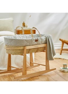 The Little Green Sheep Natural Quilted Moses Basket And Mattress Dove Rice  - Image 3