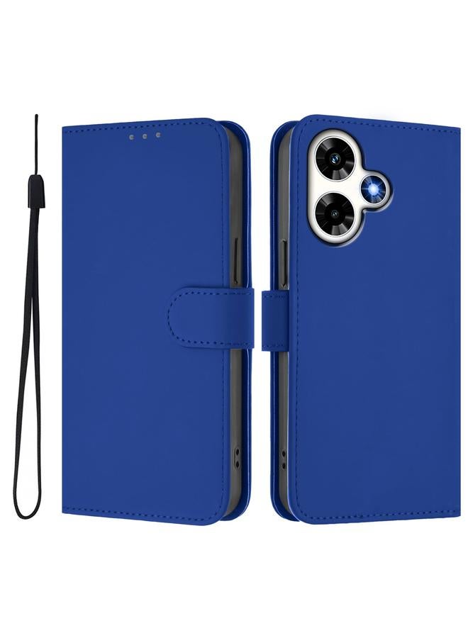 Zaboon Case For Infinix Hot 30 4G Skin Feel Solid Color Leather Phone Case with Lanyard - Image 2