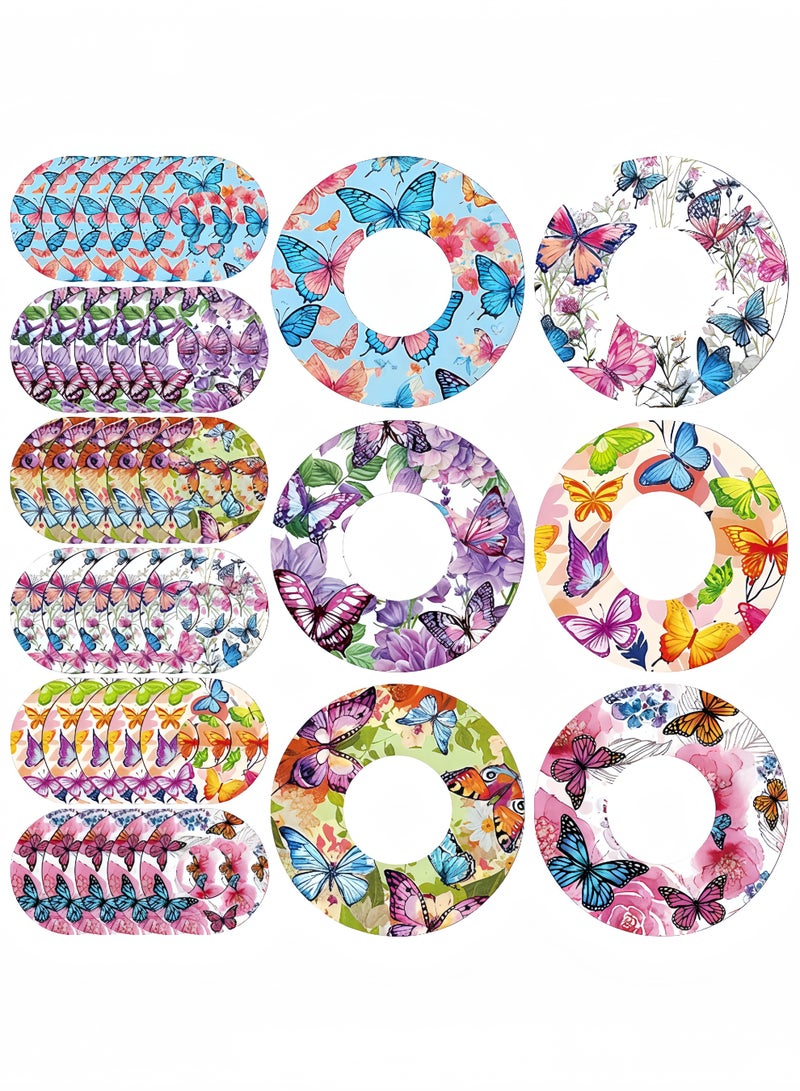 Peachjoy 36 Pack Adhesive Patches for Libre 2 Sensor, Butterfly Design Waterproof and Sweatproof CGM Covers, Waterproof Butterfly Pre Cut Adhesive Tape for Continuous Glucose Monitor Protection  - Image 1