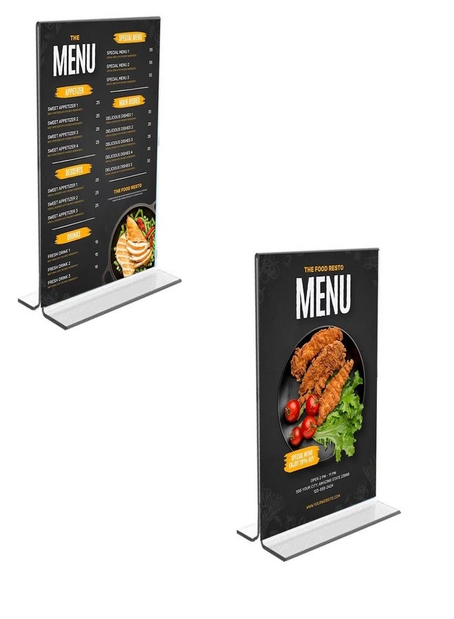 CPI 4 inch X 6 Inch (A6) x 2PCS Acrylic Display Stand Paper Holder T Photo Frame Holder (3MM Acrylic Material) - Image 1