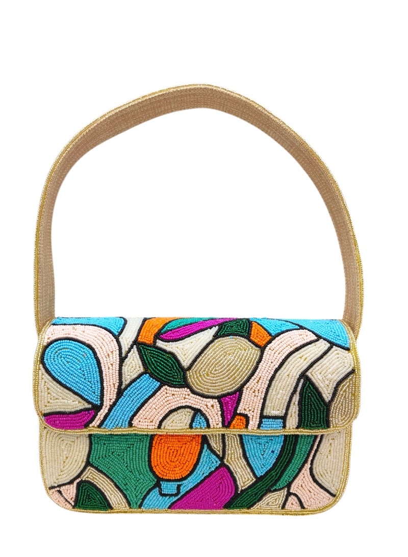 أركاد حقيبة كتف مطرزة يدوياً من أركاد – تطريز متعدد الألوان بتصميم أنيق - Image 1