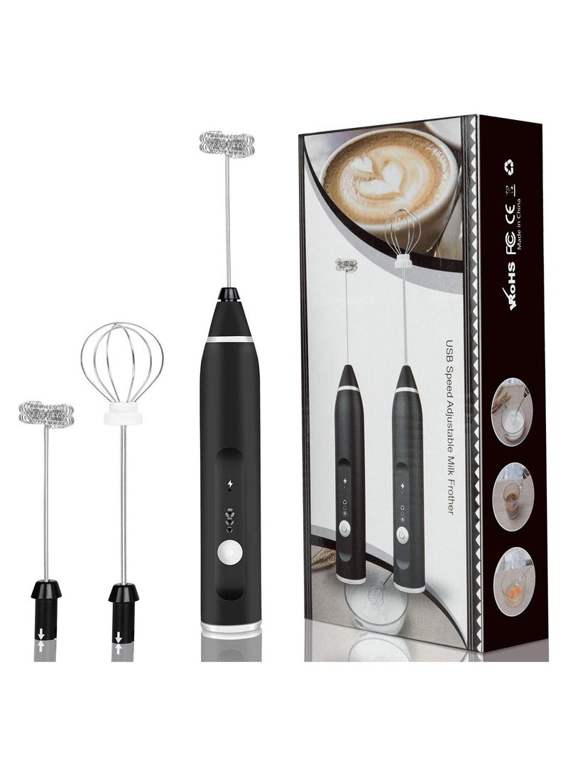 Rechargeable Milk Frother 3 Speeds Handheld Foam Maker With Stainless Whisk For Coffee, Latte, Cappuccino, Chocolate, Milk Tea, - Image 1