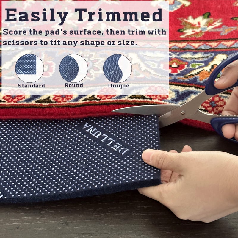 DELLUNA Non-Slip Area Rug Pad 2'x6', 3/8" Thick Double Side Rubber + Felt, Premium Deluxe Cushioned- Safe for All Floors, Adds Comfort and Protection, Ultra Strong Grip, Stop Rug from Moving. - Image 5