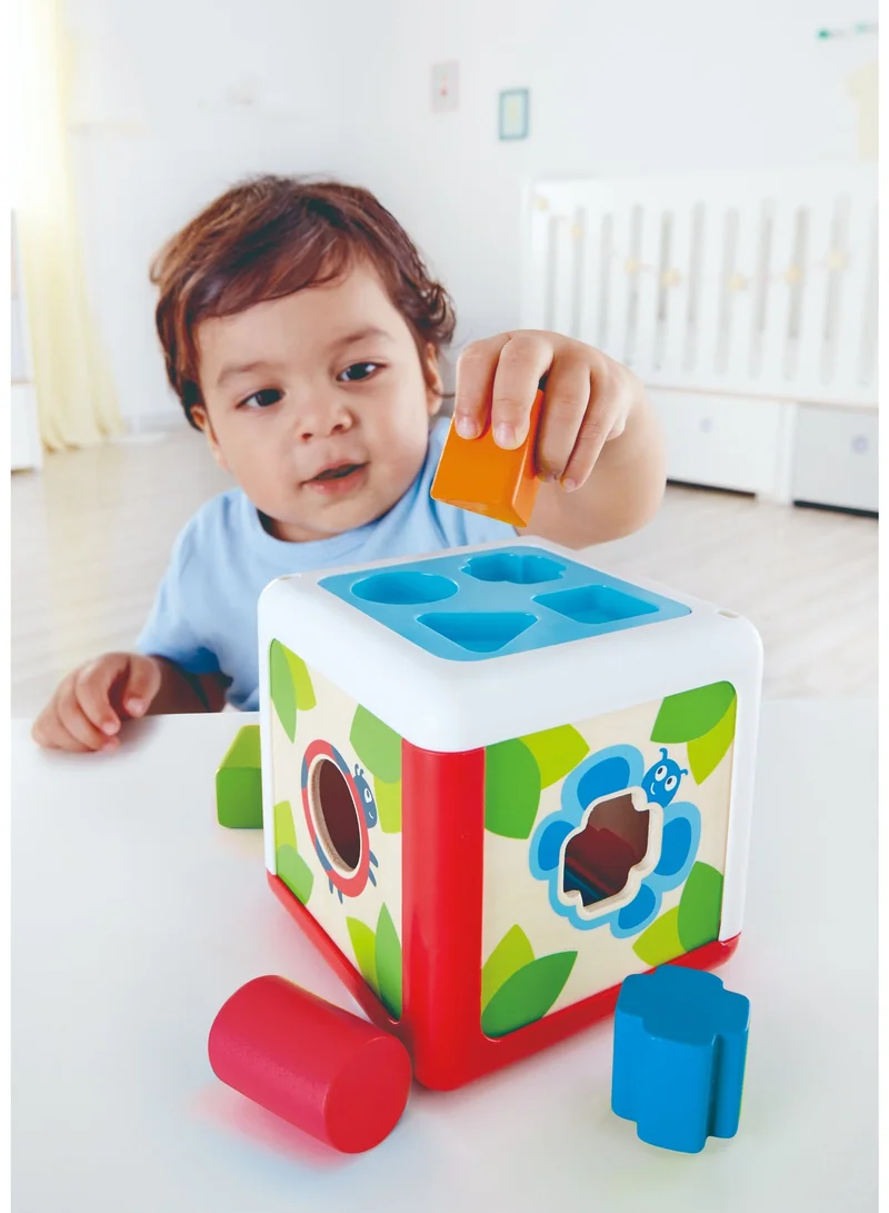 Hape Hape Shape Sorting Box 5-Piece Wooden Animal Shape Sorter Toy for Toddlers, Garden Creature Blocks for Shape & Colour Recognition, Fine Motor & Problem-Solving Learning Toy, Ages 12 Months+