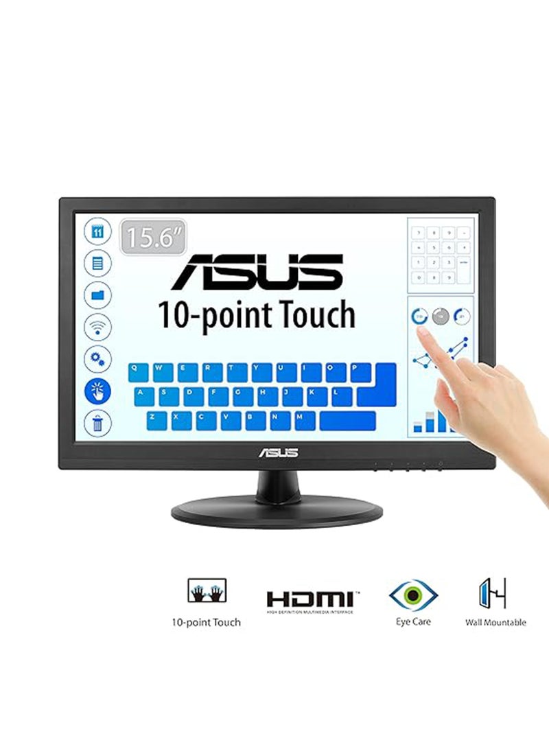 ASUS VT168HR Touch Monitor, 16" 1366x768 WXGA Touch Display, 60Hz Refresh Rate, 5ms Response Time, 262K Display Colors, TN Panel, 16 9 Aspect Ratio, HDMI/VGA, 90LM02G1-B04170 Black - Image 1