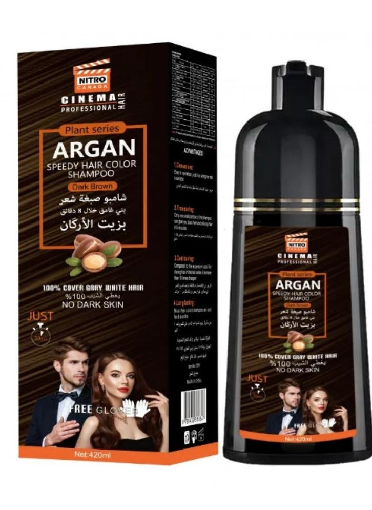 Argan Speedy Hair Color Shampoo Dark Brown 420 ML