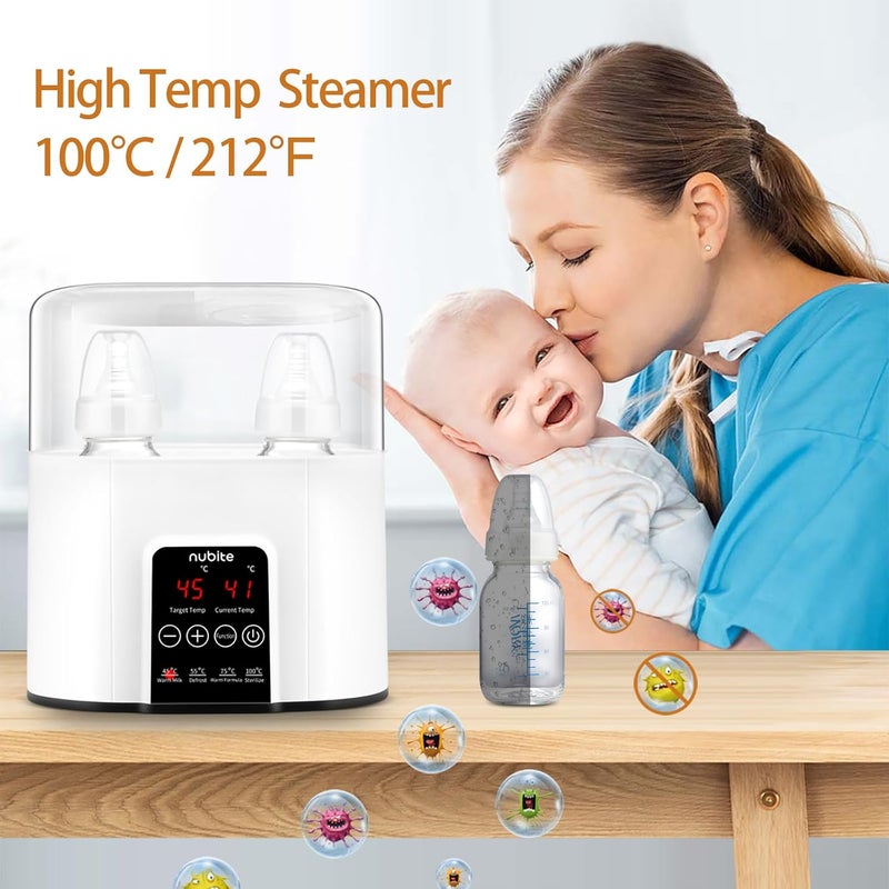 nubite Double Baby Bottle Warmer 24H Constant Mode for All Bottles, Breastmilk Baby Milk Heater, Heating Baby Food, Formula Water Warmer for Twins, Accurate Temperature Control - Image 3