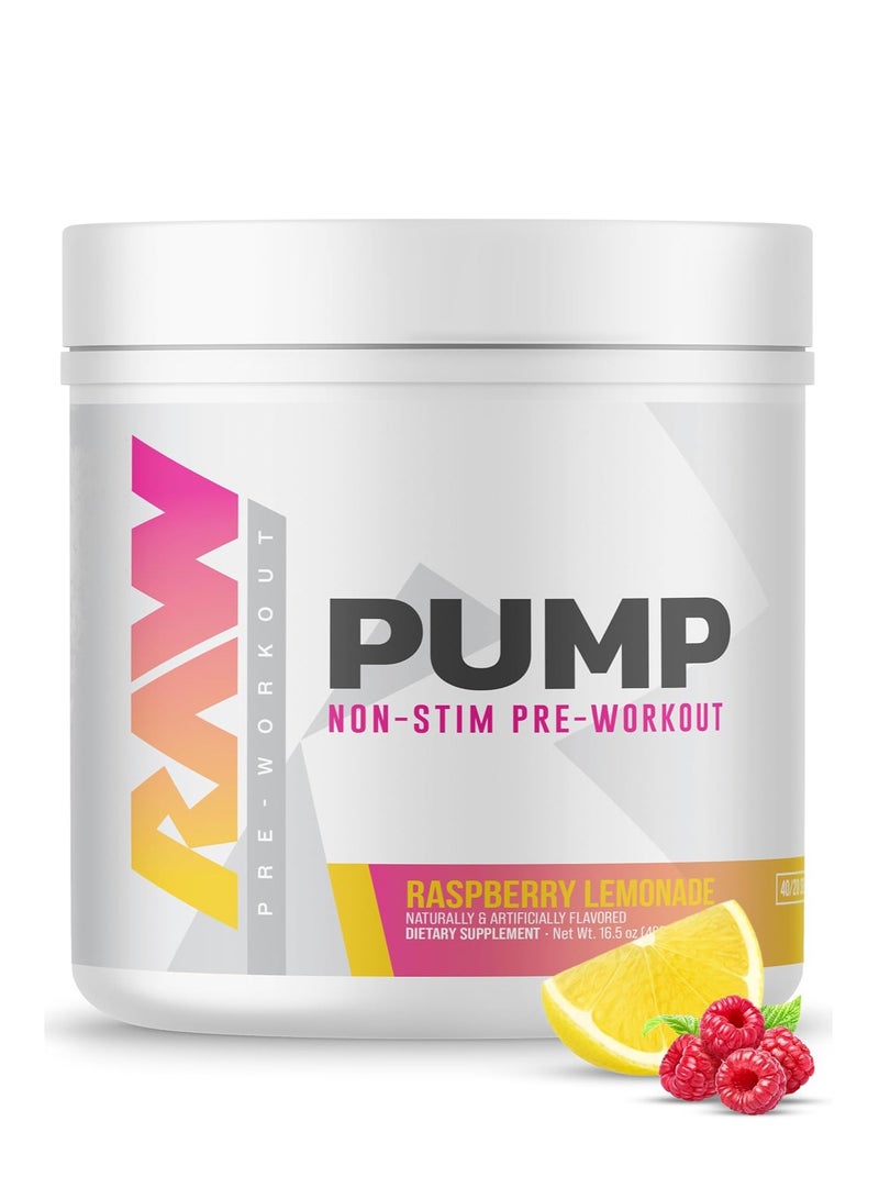 Raw Nutrition RAW Pump - Non Stimulant Pre Workout Powder, Raspberry Lemonade, 40 Servings - Image 1