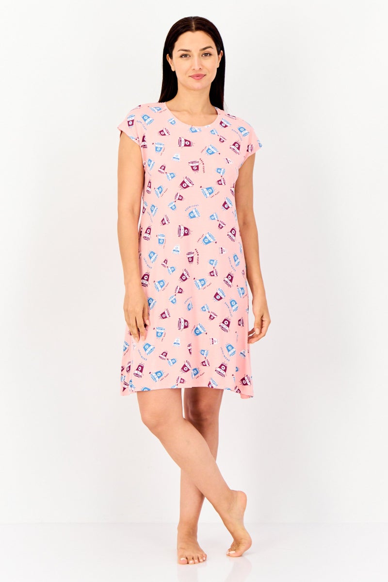 Zivame By Rosaline Women Allover Print Sleeping Dress, Multicolor - Image 3