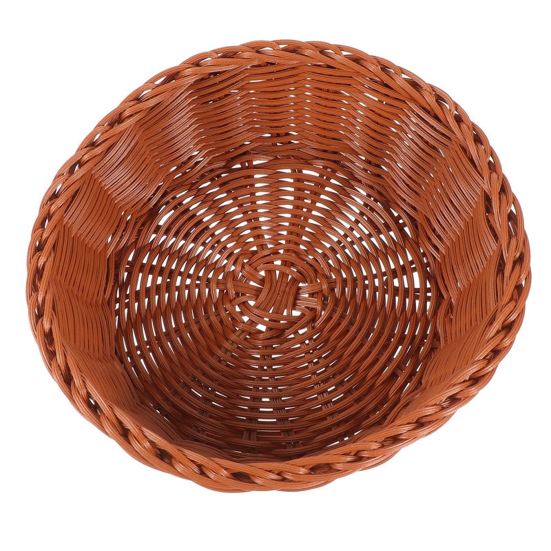 Natural Woven Rattan Snack Basket Small Brown Fruit Storage Basket For Tabletop Organization - Image 2