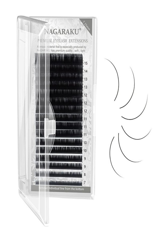 NAGARAKU Eyelash Extensions Individual Lashes 0.10 L curl 7-15mm Mix Tray Classic Matte Black Soft Natural 16 rows lash extensions - Image 1
