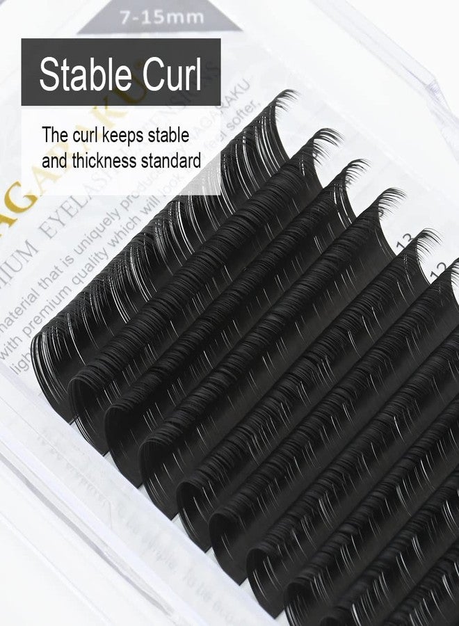 NAGARAKU Eyelash Extensions Individual Lashes 0.10 L curl 7-15mm Mix Tray Classic Matte Black Soft Natural 16 rows lash extensions - Image 3