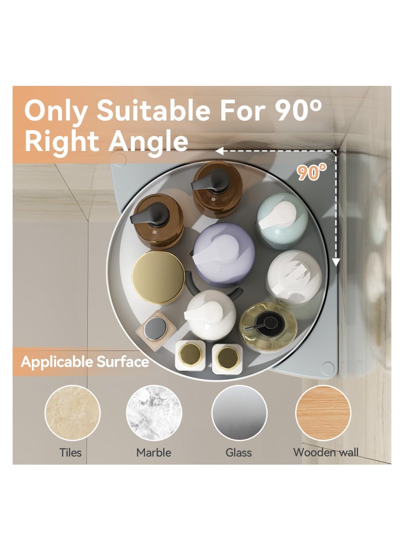 KASTWAVE Corner Shower Caddy, 360° Rotate Shower Organizer Shelves,  Drill-Free Removable, Bathroom Shower Shelf Storage Basket Wall Mounted Storage Rack, Grey & White (1 Pack) - Image 5