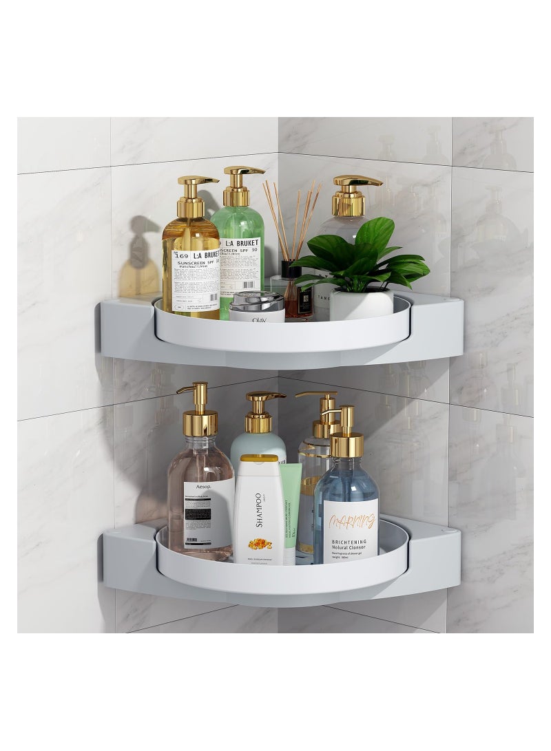 KASTWAVE Corner Shower Caddy, 360° Rotate Shower Organizer Shelves,  Drill-Free Removable, Bathroom Shower Shelf Storage Basket Wall Mounted Storage Rack, Grey & White (1 Pack) - Image 1