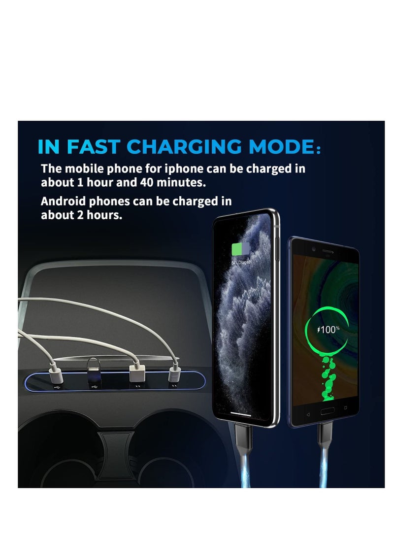 Y&D Tesla Model Y / 3 Docking Station 4 in 1 USB LED Hub, Compatible ​Station ​of Center Console HUB Adapter Multiport Cable Extension Accessories  - Image 2