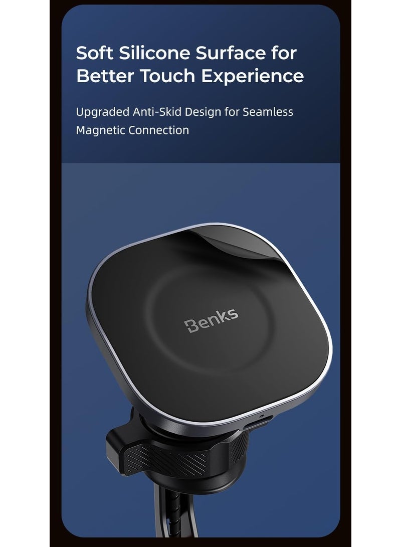 Benks MagClap Traveller Pro 15W Magnetic Car Charger, Air Vent Mount, 60x60mm Surface, Compatible with iPhone 15/14/13/12 Series - Image 2