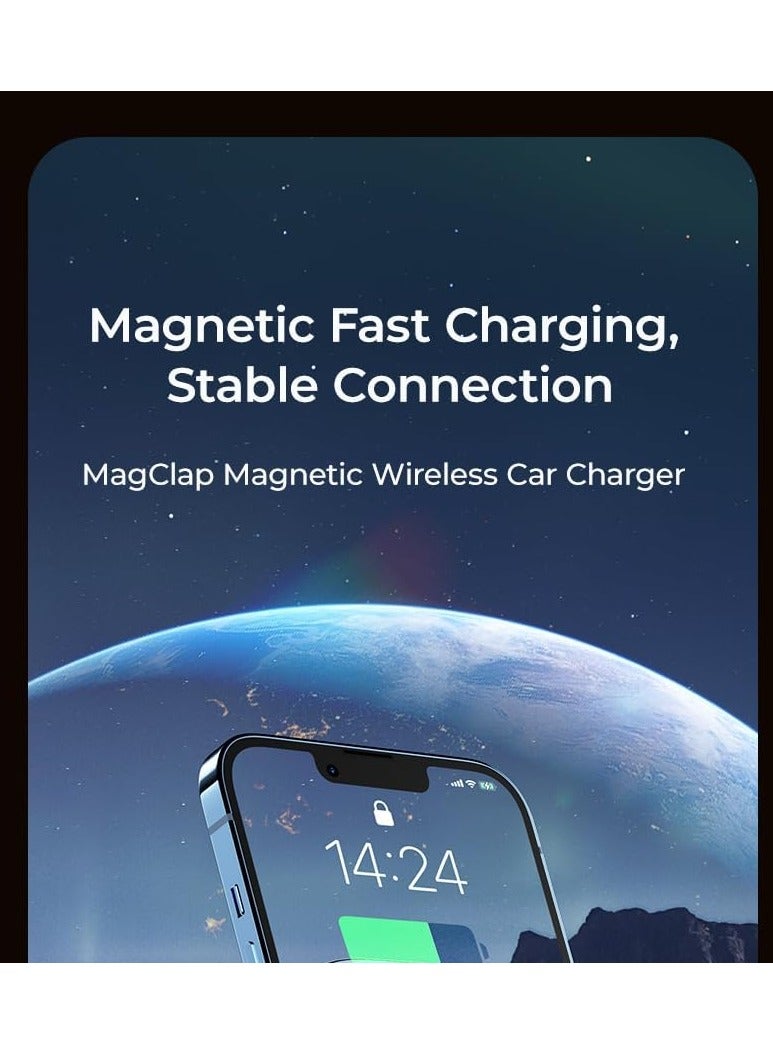 Benks MagClap Traveller Pro 15W Magnetic Car Charger, Air Vent Mount, 60x60mm Surface, Compatible with iPhone 15/14/13/12 Series - Image 3