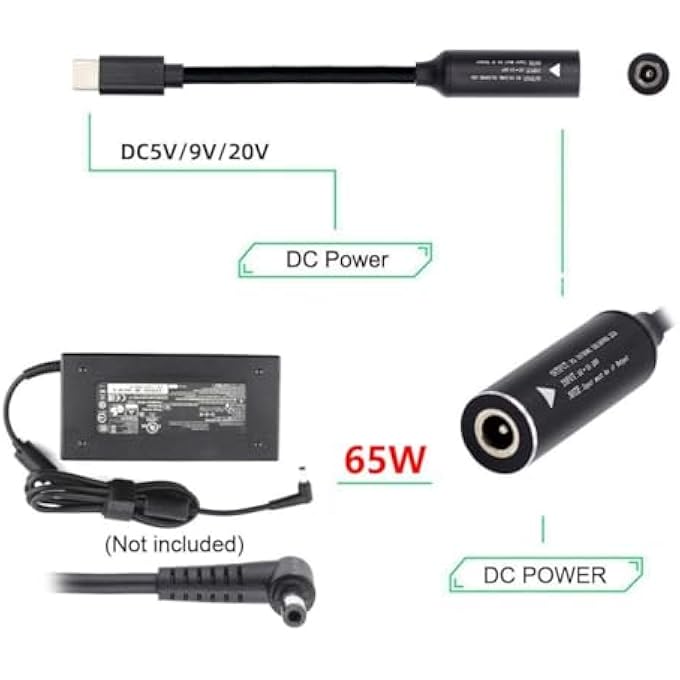 rayihni 4.5MM LAPTOP CHARGING ADAPTER, FEMALE DC 4.5 X 3.0MM TO MALE TYPE C FOR DELL 65W USB-C LAPTOP CHARGER XPS AND LATITUDE 5000 CHARGING PLUG GENDER CONVERTER - Image 2