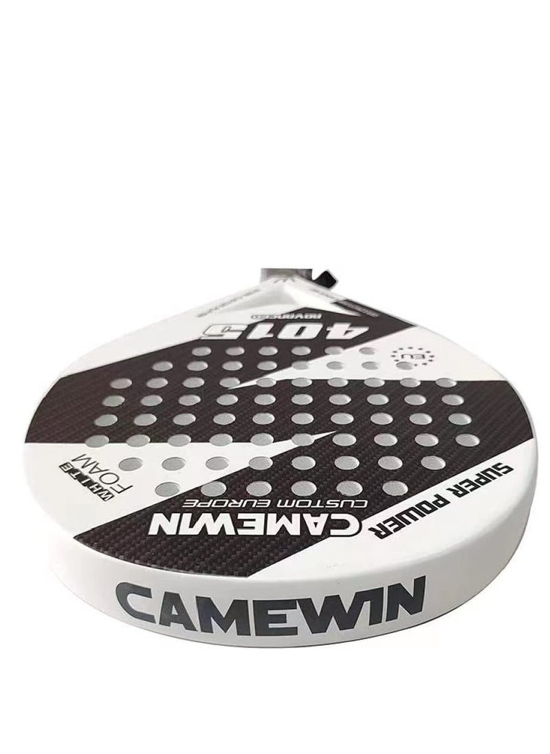 CAMEWIN مضرب تنس باديل من ألياف الكربون على شكل ألماس مع حقيبة متضمنة - أبيض وأسود  - Image 2
